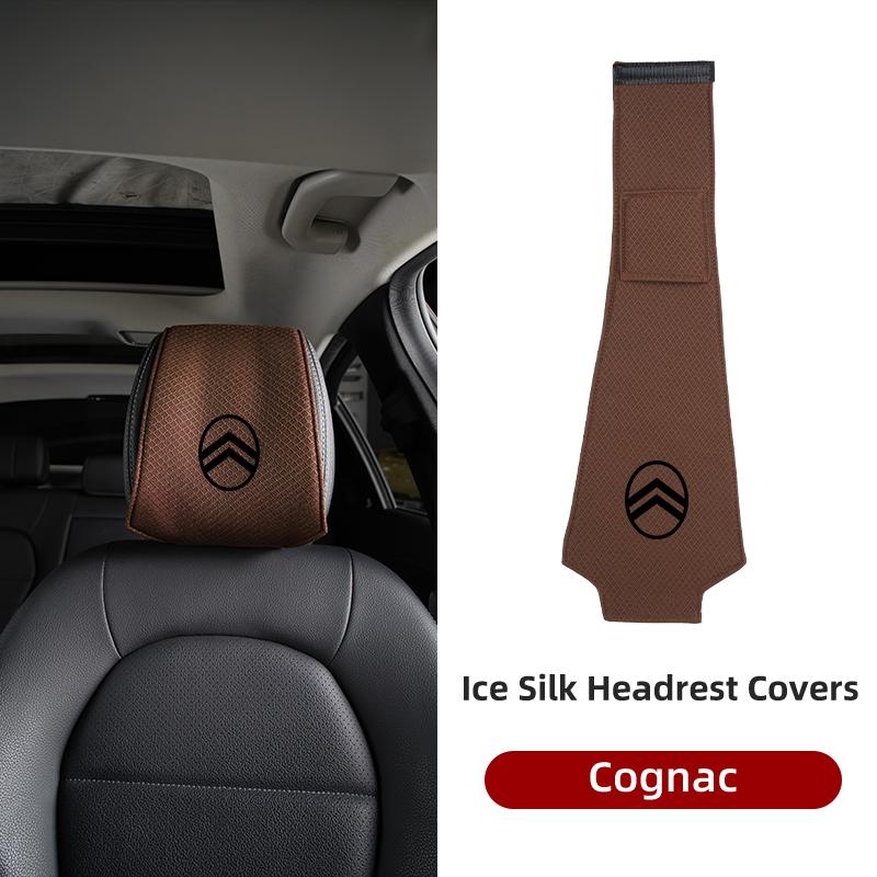 VLKO3 Ice Silk Headrest Cover Breathable Cooling For Citroen C4 C3 C5 C1 C2 Berlingo Celysee Cactus Picasso Aircross Saxo Grand