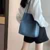 New Knot Leather Woven Shopping Bag Mother and Child Bag Tote Bag Commuter Large Capacity Underarm Shoulder Bag Women