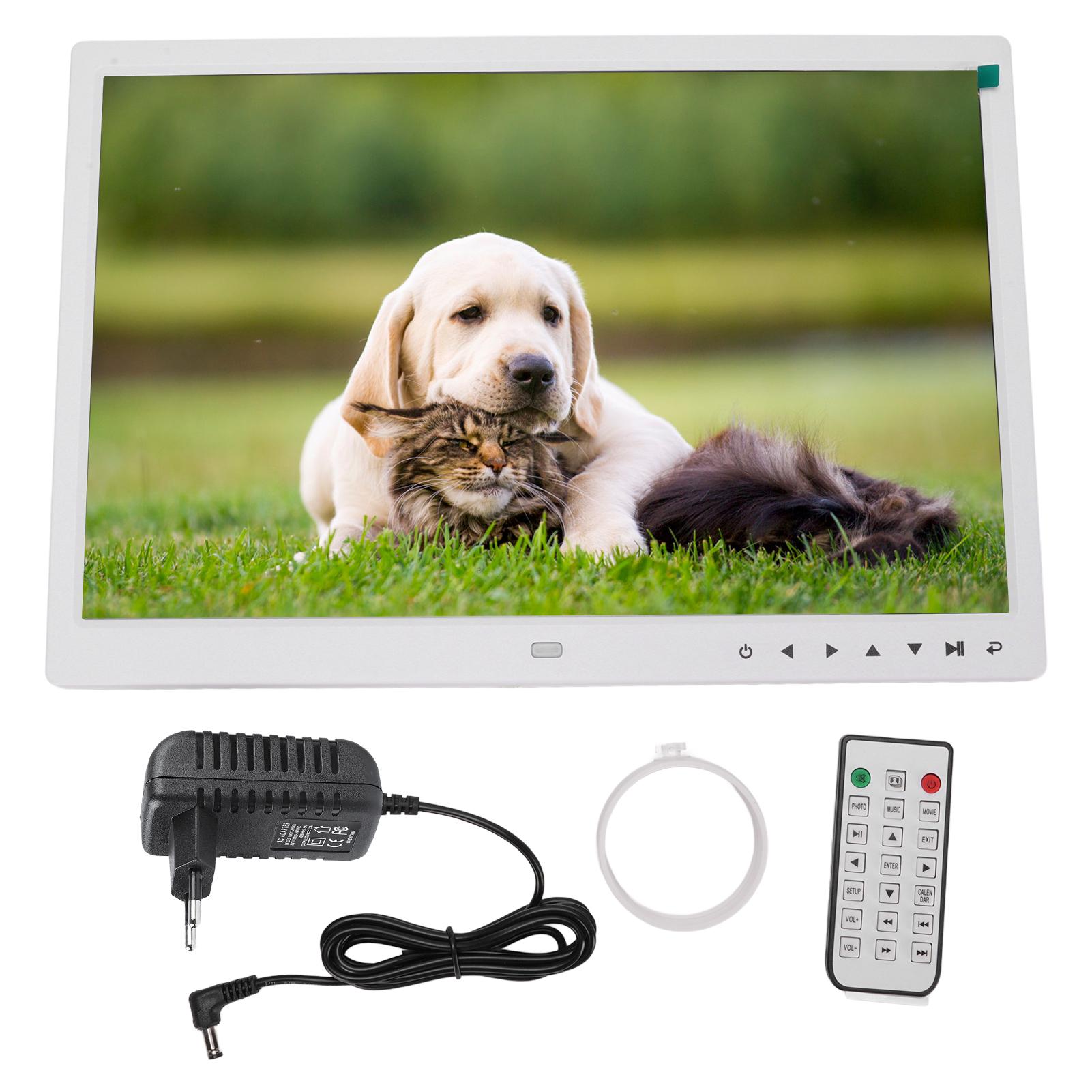 Shoemst White Digital Picture Frame 15 Inch 1080P Hd Multifunctional Wireless Electronic Photo Frame With Remote Control For Home