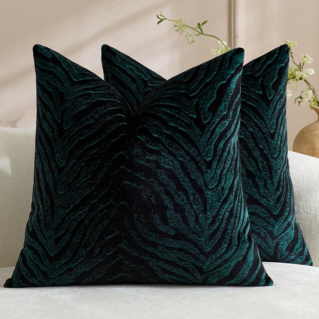 2 Stück Samt Zebra Leopard Muster Dekorative Kissenbezüge Weiche Jacquard Chenille Luxus Überwurf Kissenbezüge Für Sofa Bett Dekor