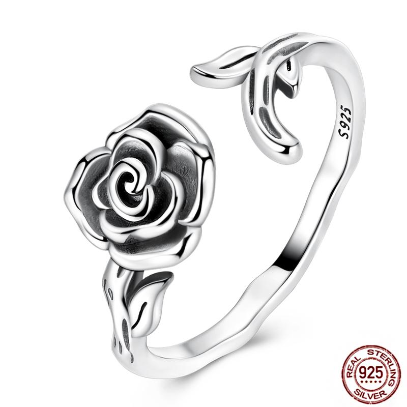 Free Size 925 Sterling Silver Ring Butterfly Sun Moon Sunflower Crystal Original Adjustable Rings for Women Wedding Jewelry Gift