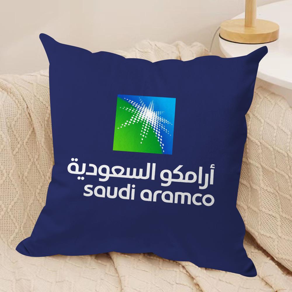 S-Saudi A-Aramco Cushion Cover Soft Plush Fabric Double-Sided Printed Sofa Cushion Cover for All Seasons Home Decor Gift