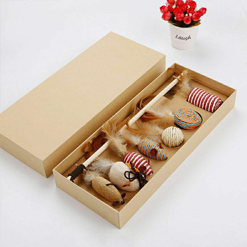 Boredom Relief Teething Mouse Teaser Wand & Self-Play Ball Kitten Toy Set