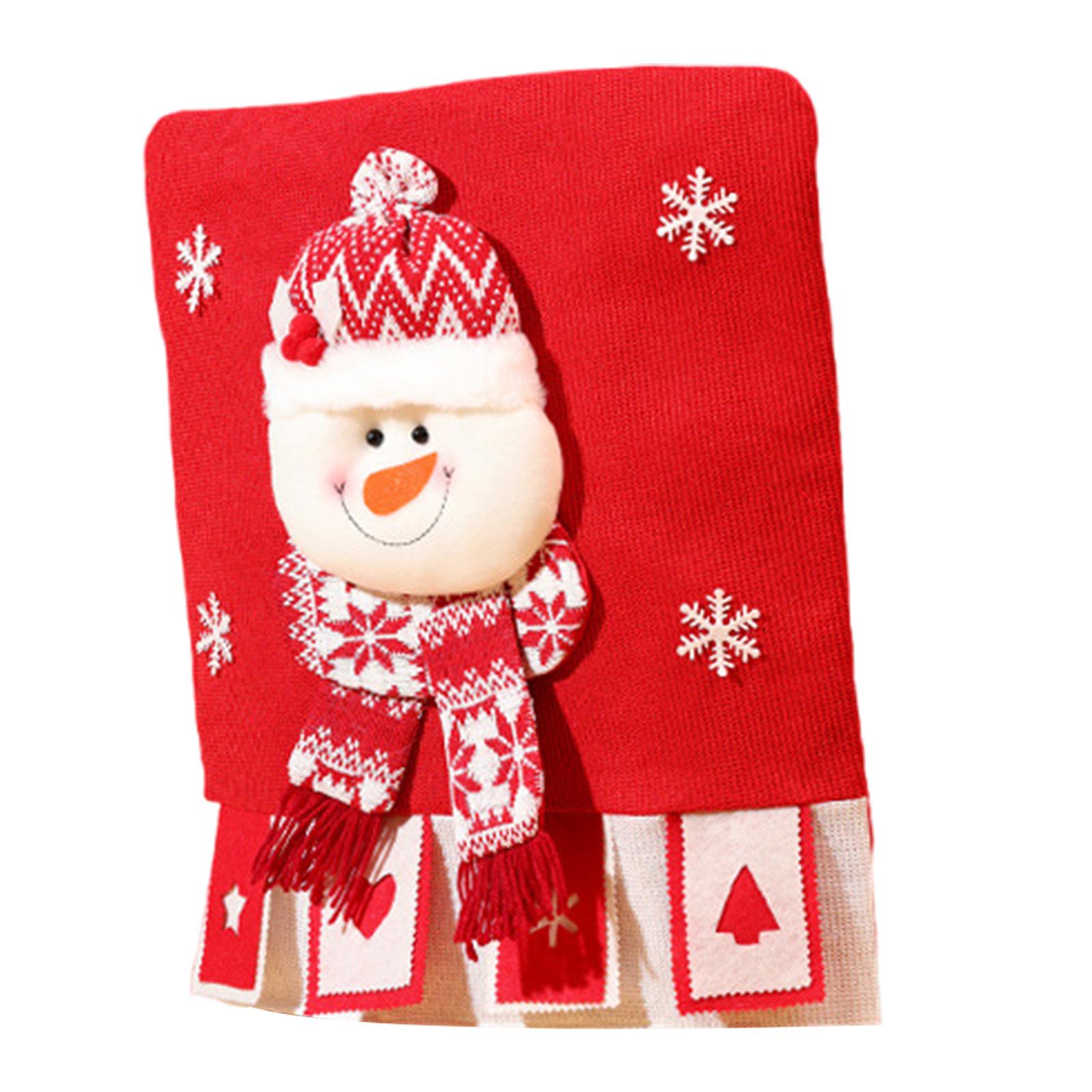 Чехлы на стулья Чехол на спинку стула для столовой Накидка Санта Снеговик Лось Узор для Рождественского праздника Фестивальное украшение B