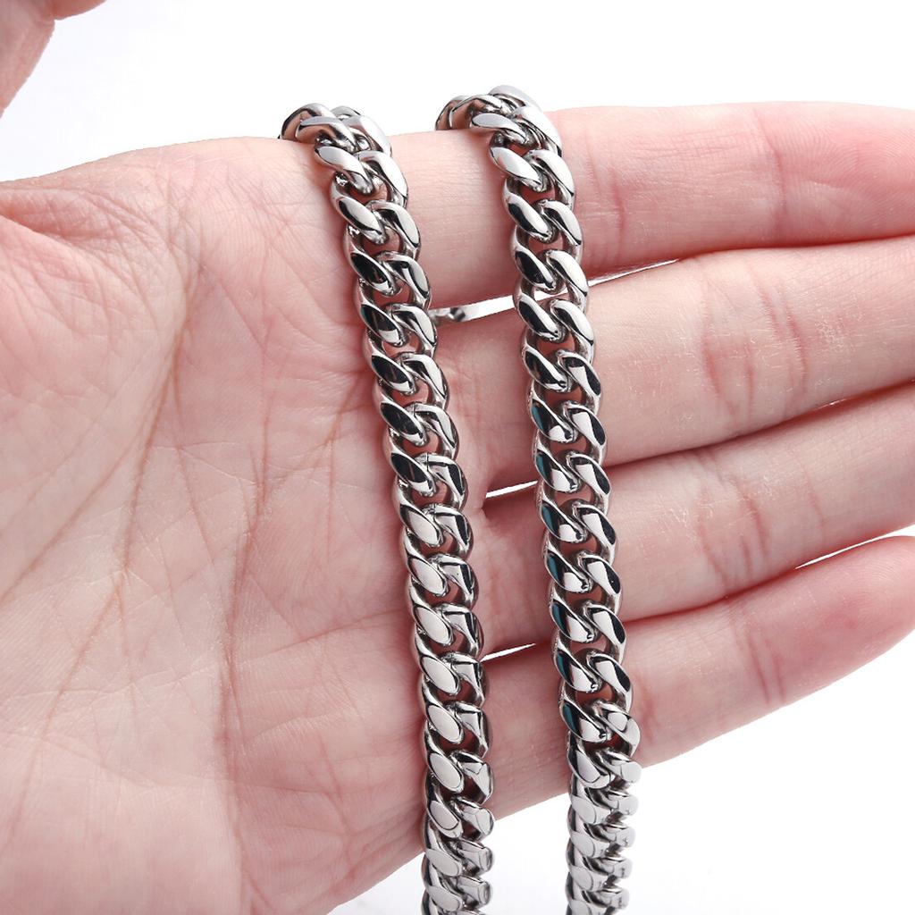 6-18mm Heavy Women Mens Miami Cuban Link Chain Silvery Stainless Steel Necklace