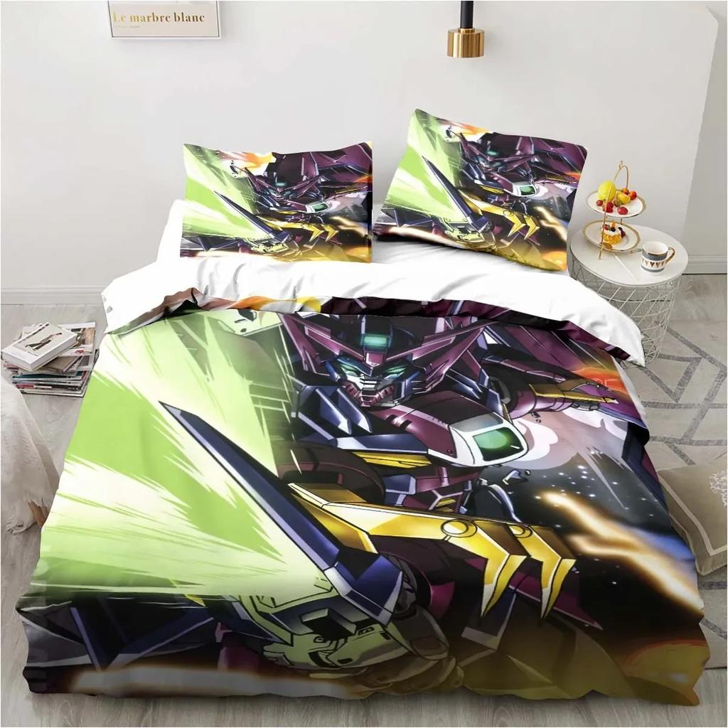 3D Printer Soldier Cartoon Pattern Three-piece Set, Delicate Quilt Cover Pillow Case, Housewares Set, Beautiful Gift Household