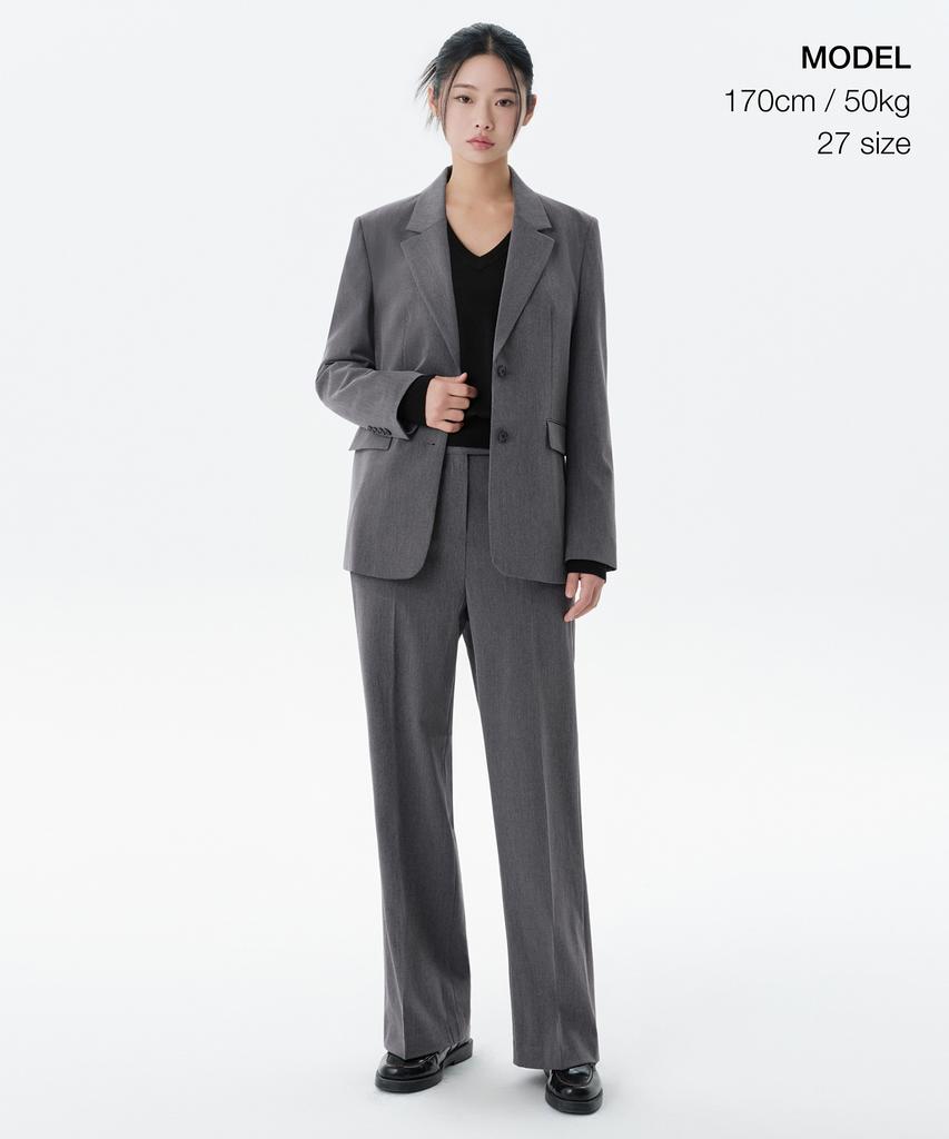 MUSINSA STANDARD WOMAN Women'S Straight Hidden Banding Slacks [Medium Gray]