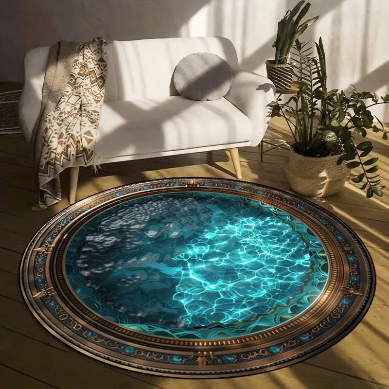 

Round Area Rug Non Slip Washable Floor Mat Entryway Living Room Bedroom Patio Garden Decor Indoor Outdoor Home Carpet Diameter 60cm