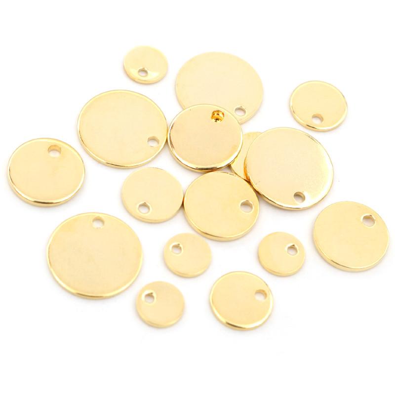 6 8 10 12 15 18 20 25mm Charms 316 Stainless Steel Gold Plated Round One Hole Charm DIY Necklace Pendant Jewelry Finding