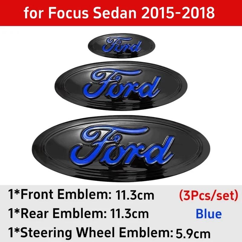Car Sticker 3pcs Badge for Ford Taurus Equator Explorer Escape ST Kuga Mondeo Focus Edge Car Front Rear Logo Steering Wheel Cove