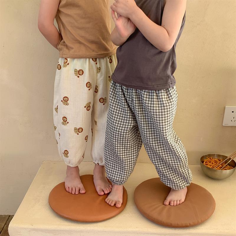 Kids' 2024 Summer Cotton Anti-Mosquito Pants - Korean Double Gauze Thin Bloomers for Boys and Girls