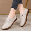 Fashion Women Ladeis Mother Female Genuine Leather Flats Loafers White Shoes Soft Non Slip Vulcanized Shoes Size 35-42 Soft Soled Flats