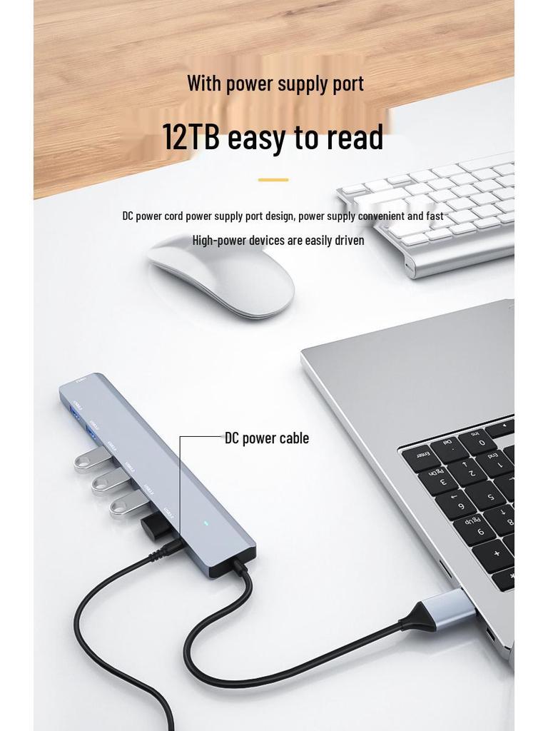 USB 3.0 Seven-Port Expansion Hub with DC Power Supply for Laptops, Keyboards, Mice, and USB Drives