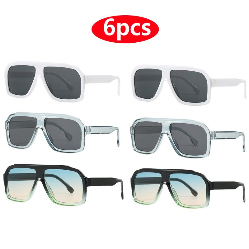 1/6pcs Vintage Square Sunglasses Women Men Thick Frame Brand Eyewear Fashion Chic Polygon Sun Glasses Black Shades