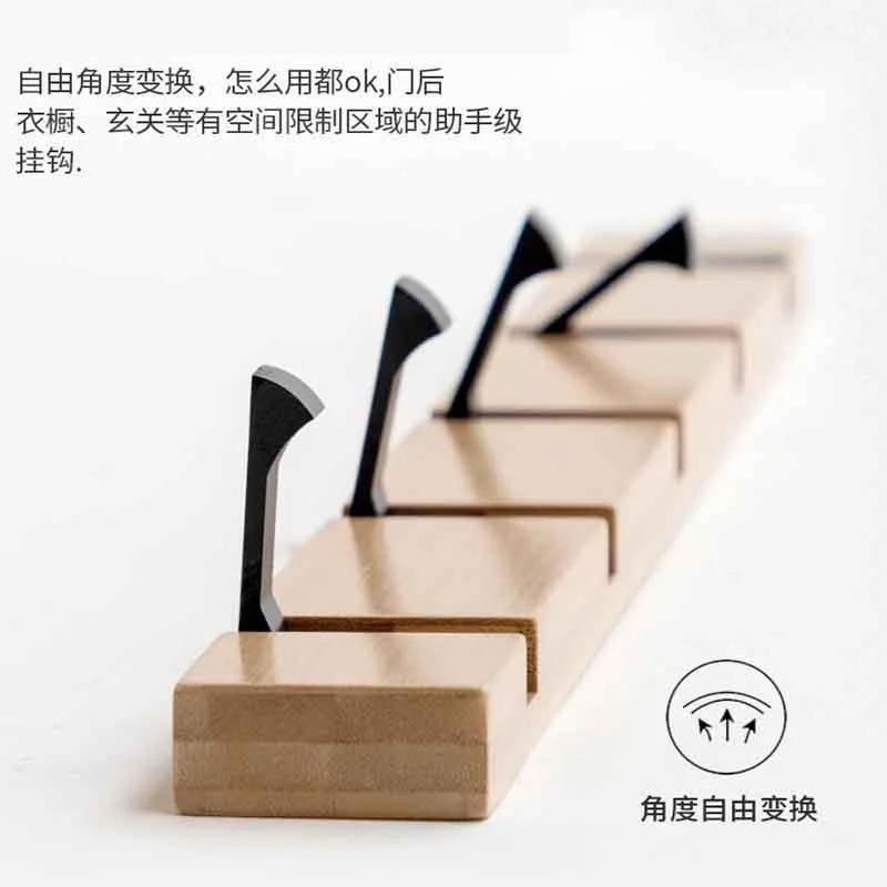 3&5 Hooks Hallway Hangers Luxury Creative Wooden Invisible Door Row Hook Foldable Clothes Bag Key Hanging Hook White Color