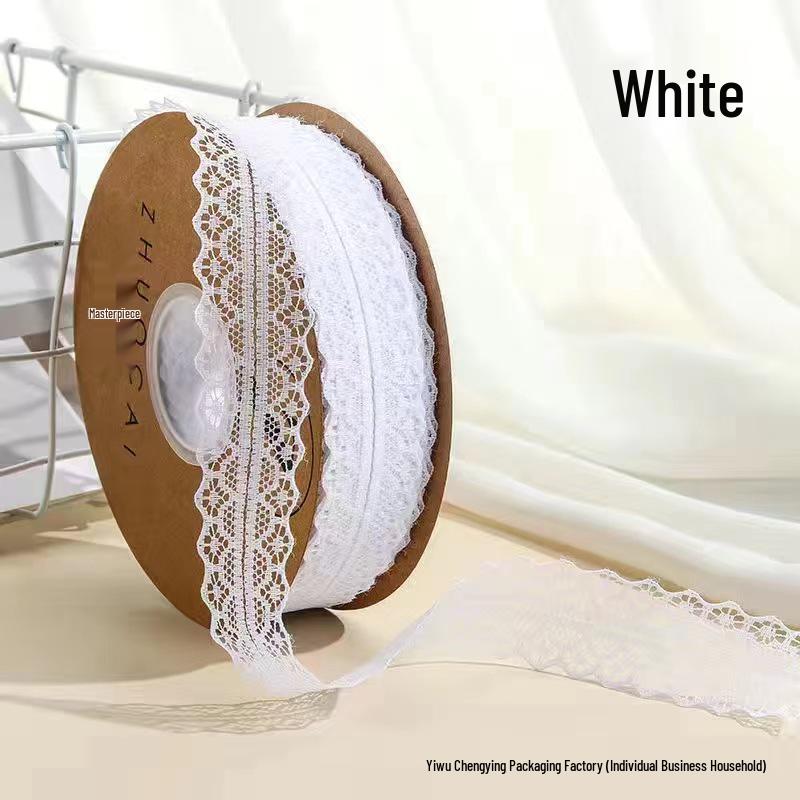 3cm Lace Edge Ribbon for Bouquet & Cake Decor, DIY Bow Streamer - Flower Design 25 & 50 Size