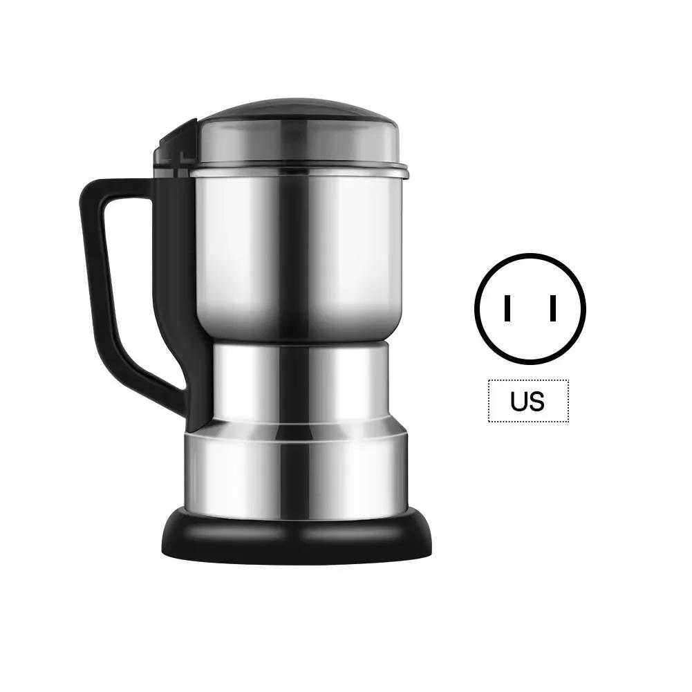 

Электрическая мельница для кофе в зернах, 600/300 мл, многофункциональная электрическая мельница из нержавеющей стали, мельница для специй, мельница для зерновых зерен, машина US 400W 600ml 304