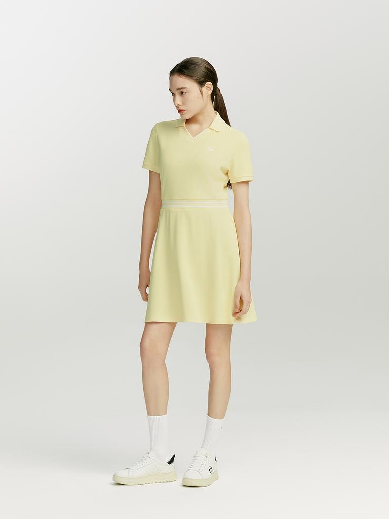 SERGIO TACCHINI W Essential Pique Collared V-Neck Short Sleeve Dress (Yellow)