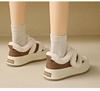 Women's Cotton Shoes Winter 2024: Soft-Sole Plus Velvet White Sneakers with Magic Stickers, Size 34.