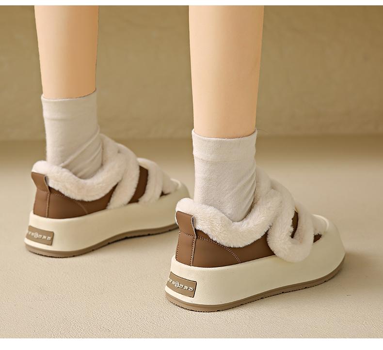 Women's Cotton Shoes Winter 2024: Soft-Sole Plus Velvet White Sneakers with Magic Stickers, Size 34.