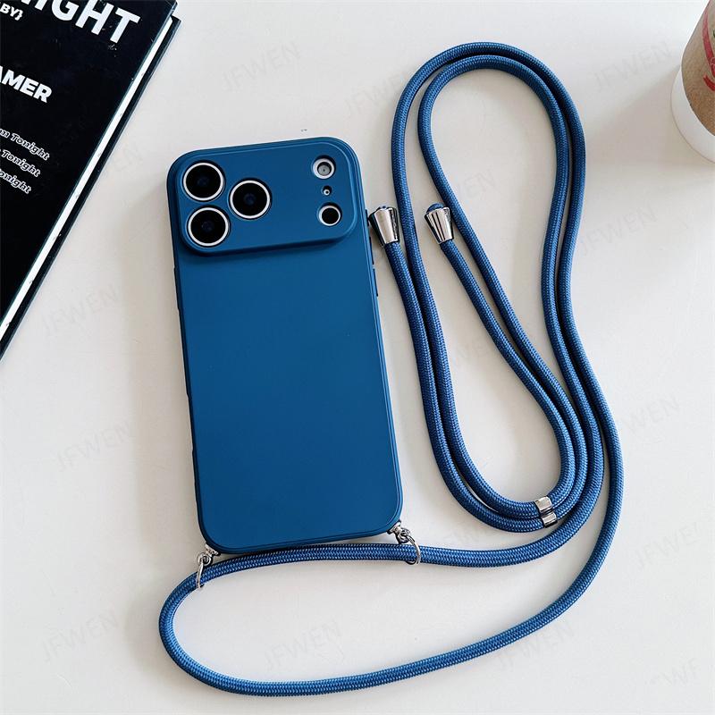 Umhängeband Einfarbige Hülle Für iphone 17 Air 16 15 14 Plus 13 Pro Max Luxus Stoßfestes Silikon Weiche TPU Rückseite