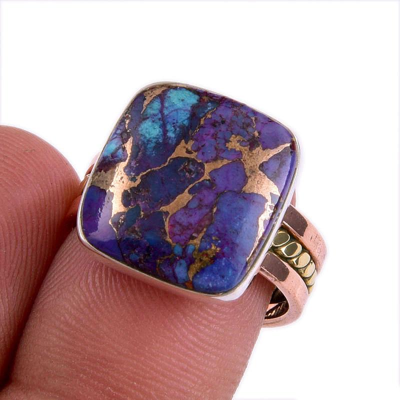 

Natural Turquoise Gemstone 925 Solid Sterling Silver Two Tone Ring Size 7 i7Y73