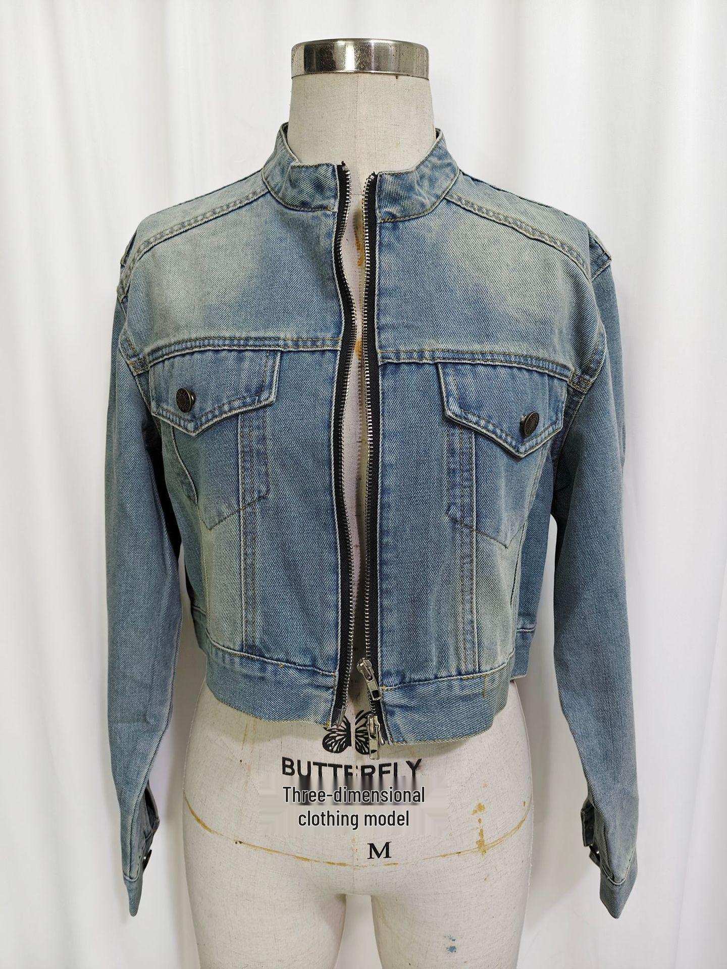 

2026 Spring Women s European-American Fashion Short Denim Jacket S239 Small