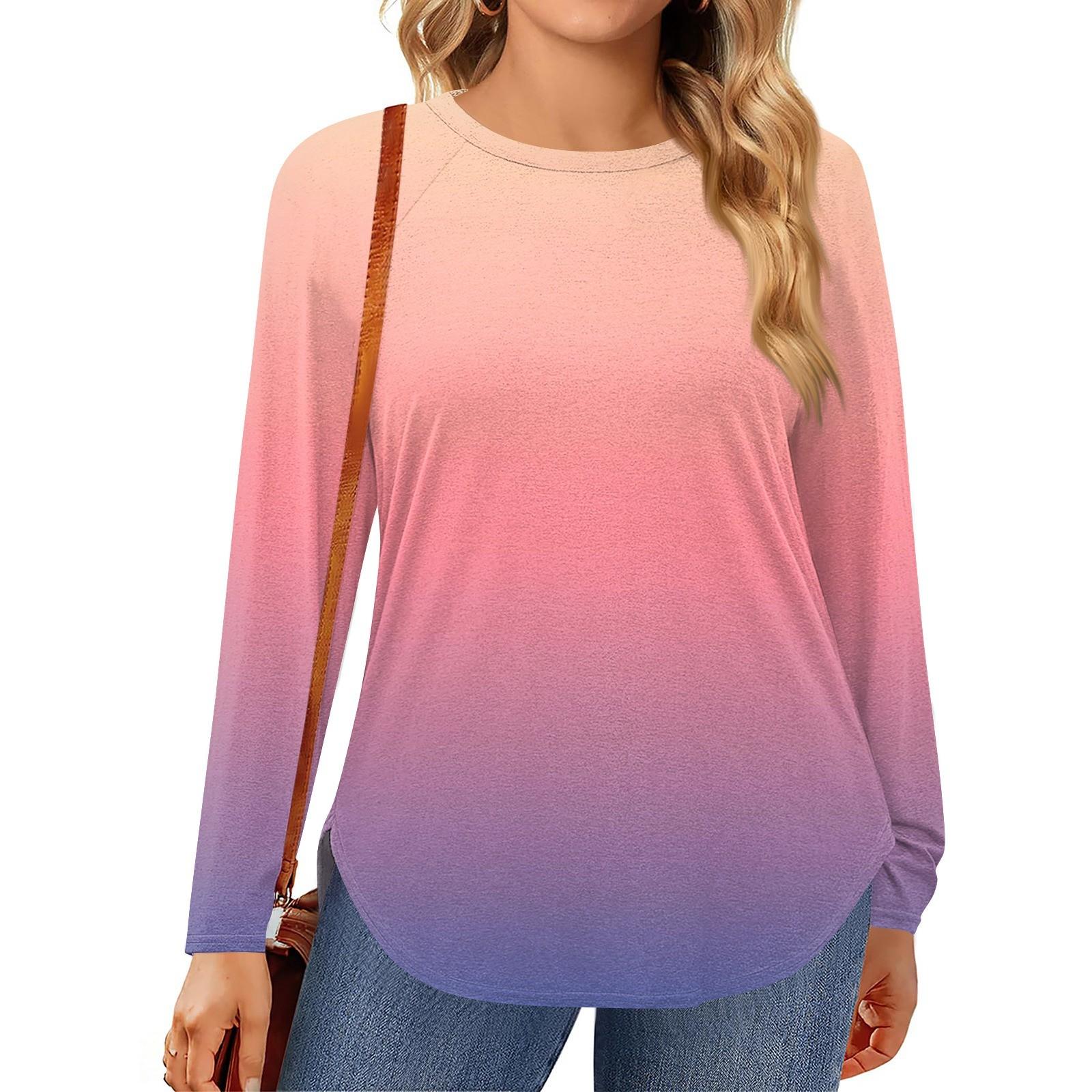 

Женские топы больших размеров, рубашки с длинным рукавом, туника с круглым вырезом, повседневная свободная блузка L-5X XXXL розовый