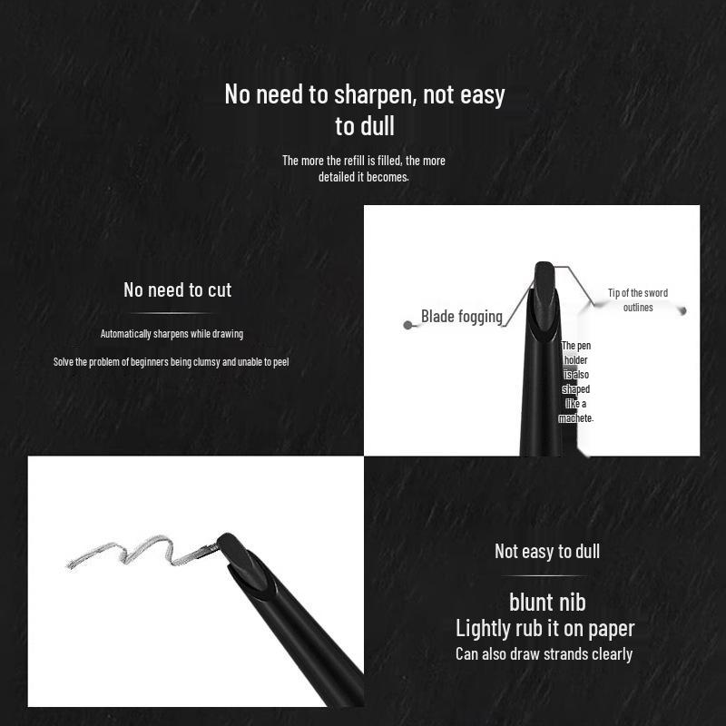 QXQY Blade 3D Eyebrow Pencil: Natural strokes, long-lasting, waterproof, sweatproof, dual-ended for flawless 3D brows.