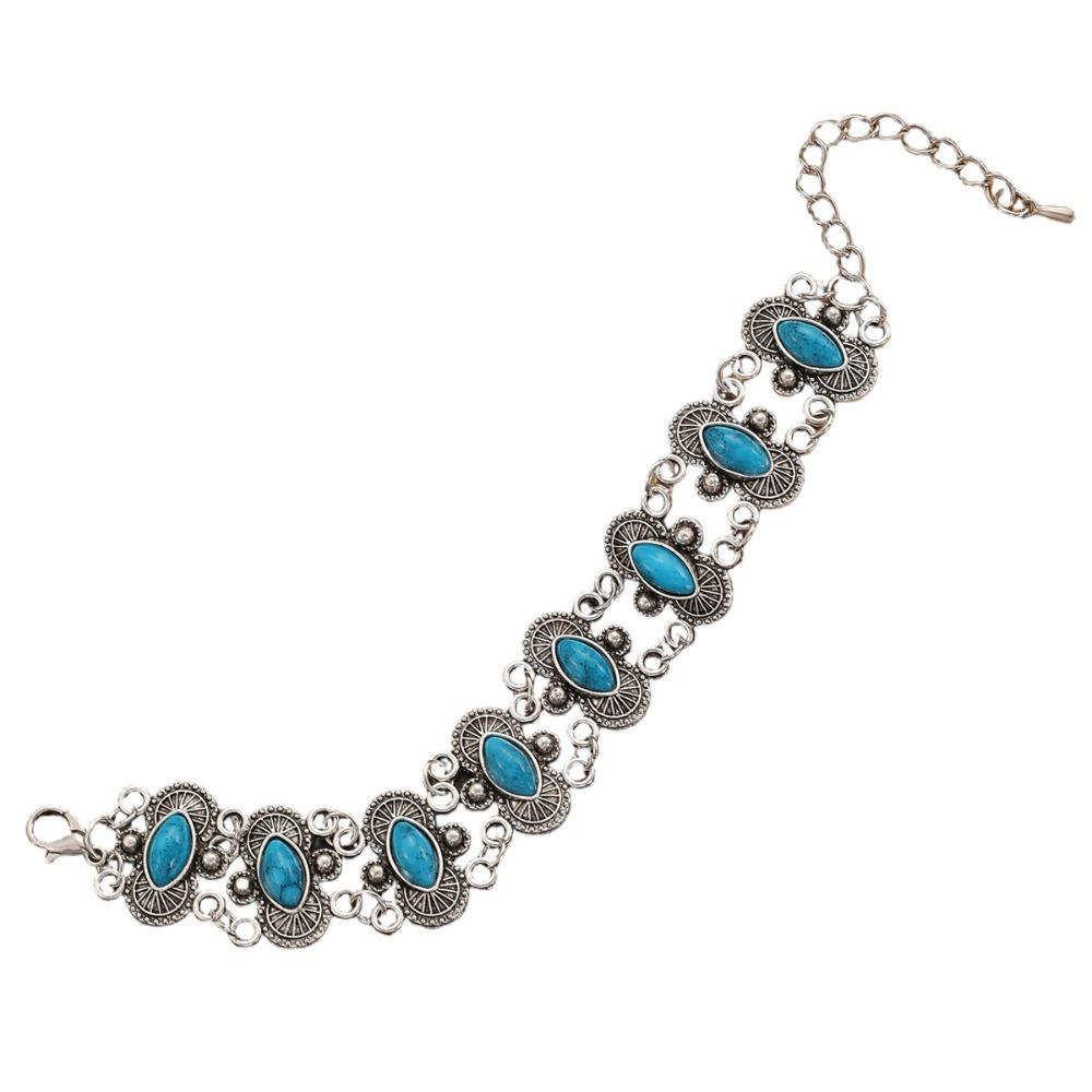 Tribal Turquoise Bracelet Ethnic Style Bohemian Bangles Exaggerated Wide Bangle  Decoration