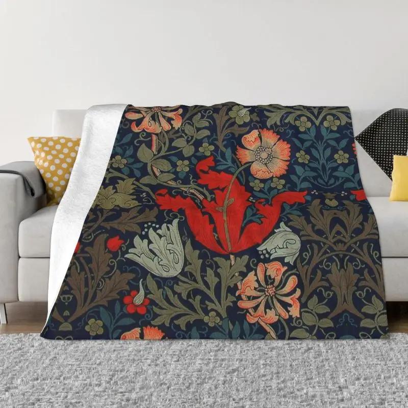 William Morris Deer Throw Blanket Sofa Fleece Warm Flannel Textile Pattern Blankets for Bedding Car Couch Bedspreads