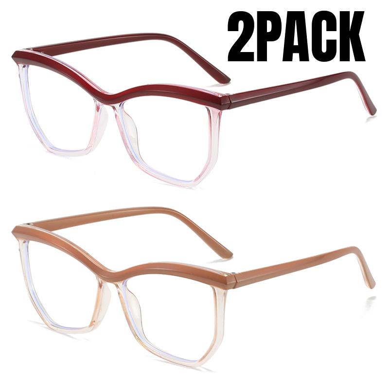 2PACK Black Computer Glasses Frame Women Men Anti Blue Light Square Eyewear Blocking Glasses Optical Spectacle Eyeglass Cat Eye