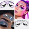 Fashion 3d Mermaid Face Gem Temporary Tattoo Crystal Body Facial Stickers, Shiny Glitter and Rhinestones for Festival Prom Party
