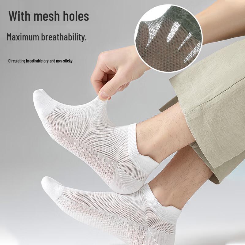 Langsha Men's Pure Cotton Anti-Odor No-Show Socks
