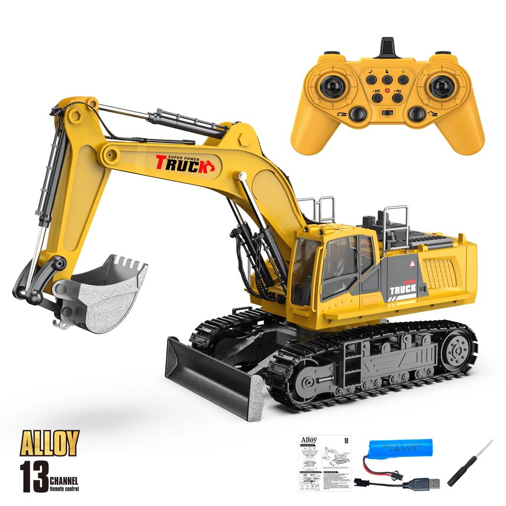 12/15/17ch Rc Excavator Alloy Truck Toy Kids 2.4g Radio Controlled Car Engineering Electric Vehicle Machine Christmas Gifts Boys