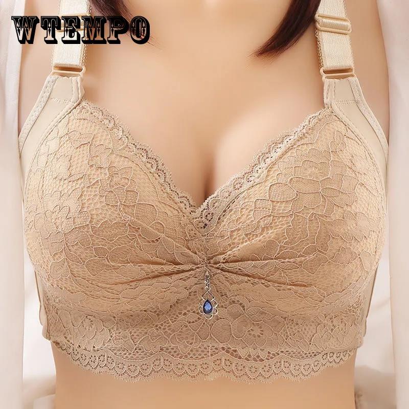 Cheap Ladies Bras Lace Large Size Thin No Steel Rings Antiglare Top