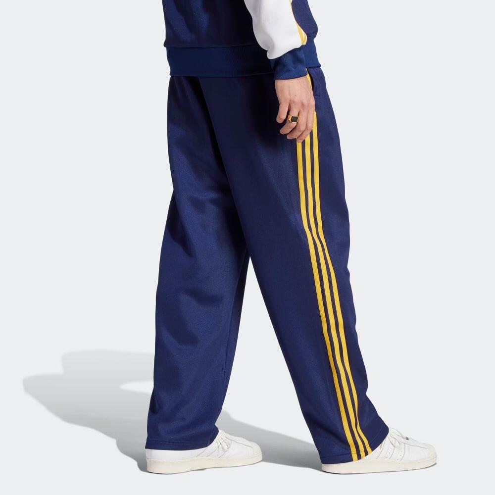 Adidas Originals Retro Three Stripe Color Block Loose Straight Leg Sports Pants Men Bottoms Dark-Blue IM4461