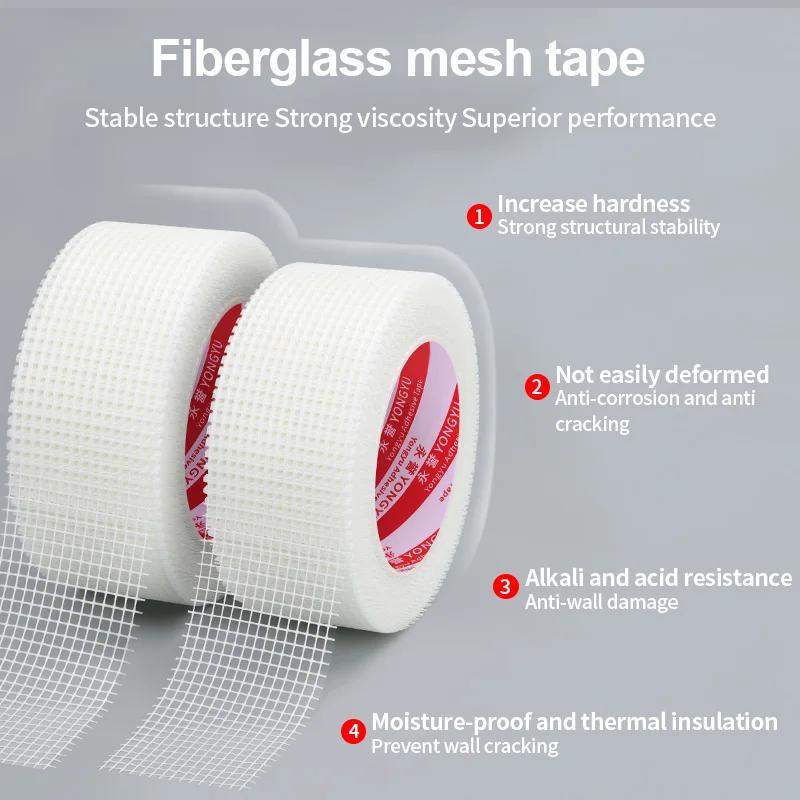 Grid Self adhesive wall crack prevention mesh with glass fiber mesh cloth cover gypsum alkali resistant tape wall crack repair