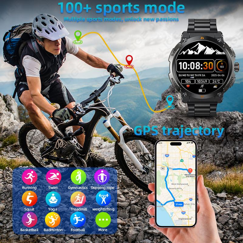 New GPS Sport Smart Watch Outdoor RIDE Run Fitness Watches AMOLED Voice Call Compass Altimeter IP68 Waterproof Bracelet Men