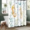 Sea World hippocampus Bathing Curtain  Bathroom Nordic green leaf  Shower Curtain Waterproof With 12 Hooks Home Deco