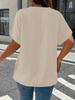 Plus Size Women's Solid V-Neck Buttoned Short Sleeve Top - Comfortable & Loose Fit, 2025 Collection.