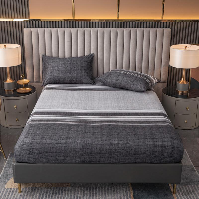 1 Pc Modern Geometric Printed Fitted Sheet Matte Bed Sheet Mattress Cover for Bedroom Bedding Pillowcase Not Included