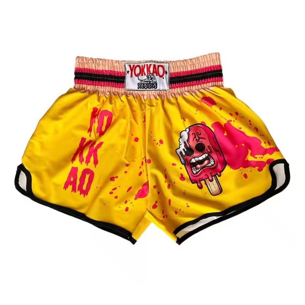 Boxeo Tailandés Sanda entrenamiento shorts de lucha Muay Thai lucha libre dibujos animados hombres y mujeres fitness deportes artes marciales shorts