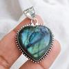 Labradorite Heart Pendant 925 Silver Chain Pendant Crystal Handmade Pendant