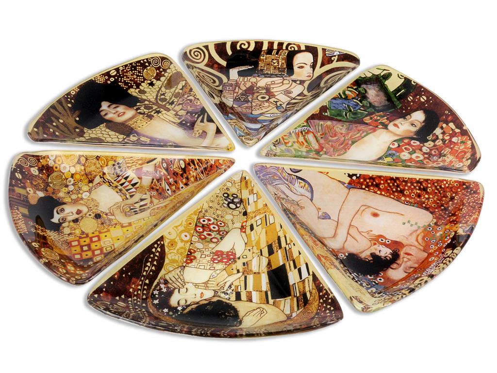 Decorative Plate 6 Elements Gustav Klimt Porcelain Art Home
