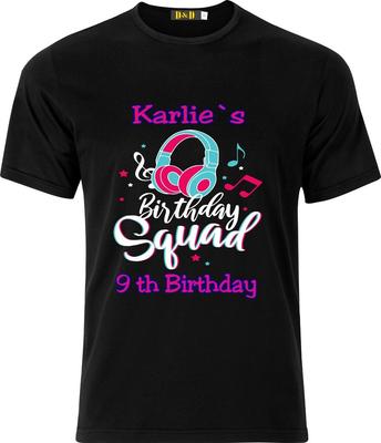 Personalisierbares Karlies Geburtstagstrupp Vollfarbiger D.T.F Schwarzes Baumwoll-T-Shirt