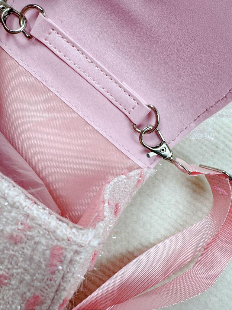 2025 Autumn Cute Girls' Crossbody Bag with Bow and Pearl Detail