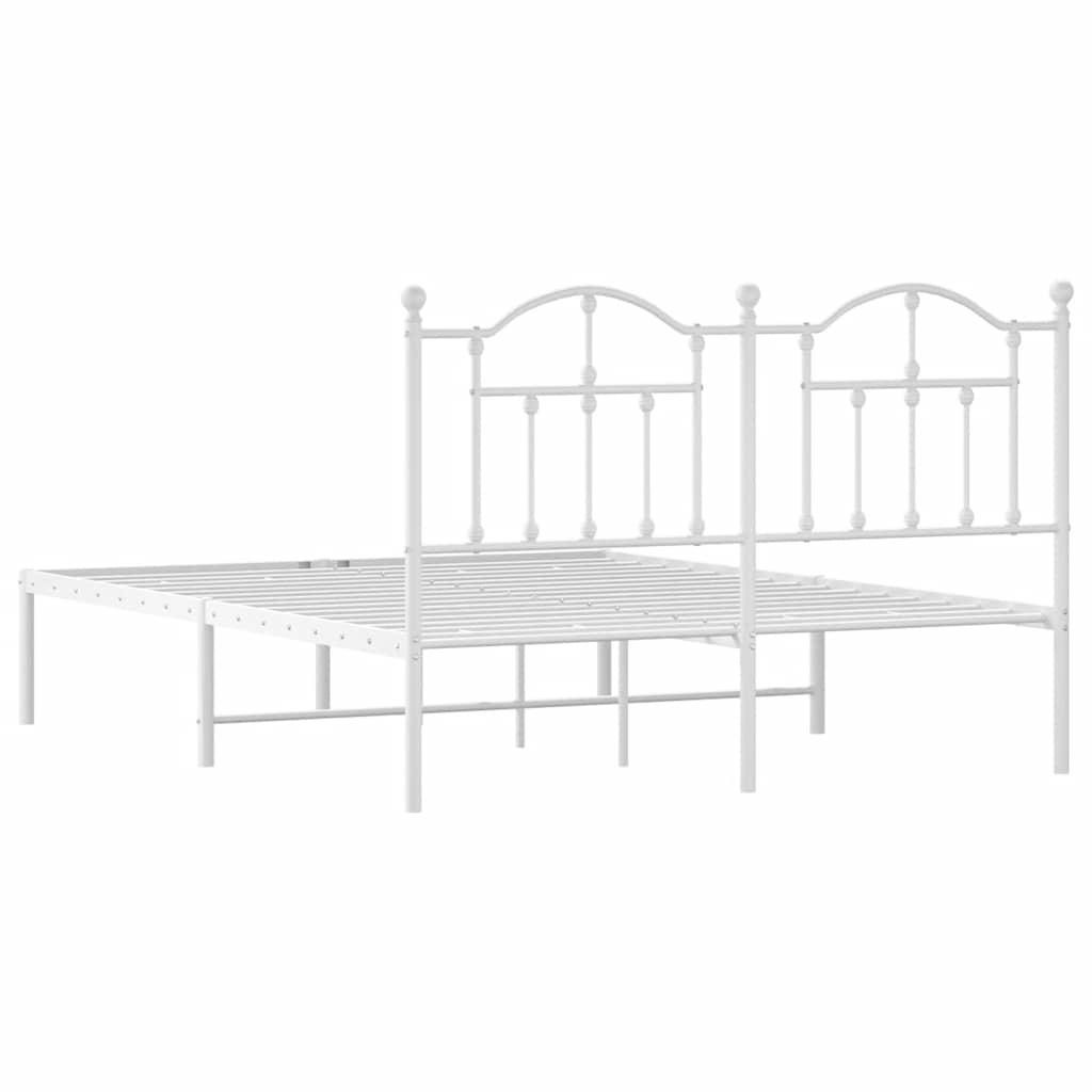 Metal Bed Frame with Headboard White 135 x 190 cm