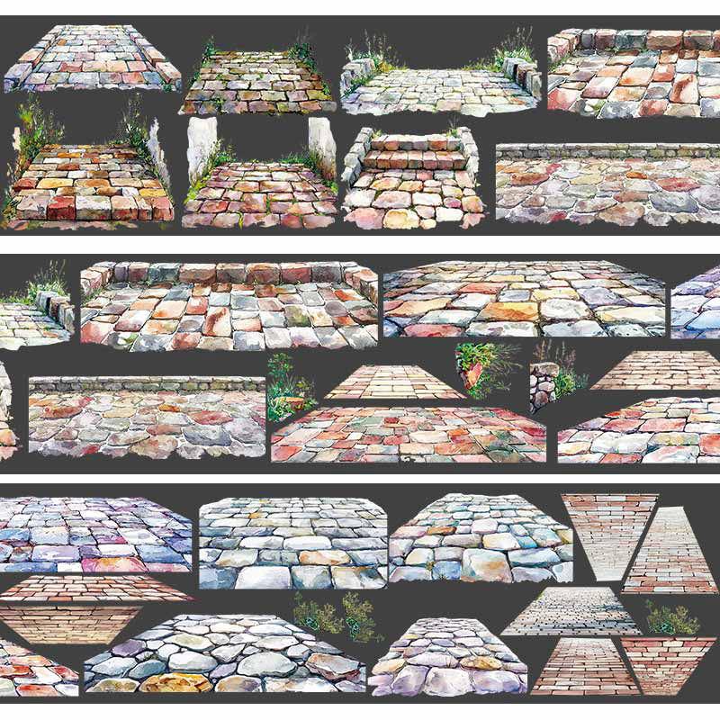 Pet Tape Journal Brick Road Base Pavement Collage Decoration Card Landscaping Ground DIY Scrapbooking Sticker