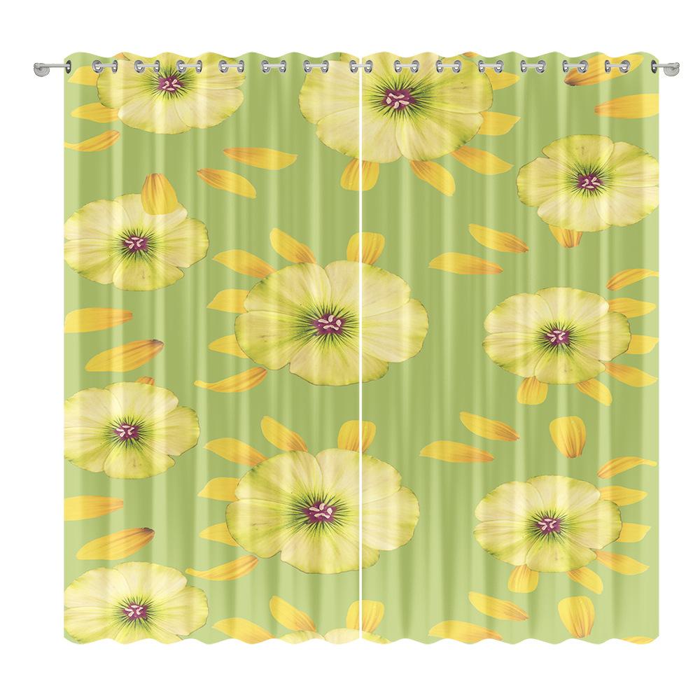 Floral Curtain Fabric Bedroom Living Room Balcony Blackout Curtain Office Hotel Heat Insulation Curtain